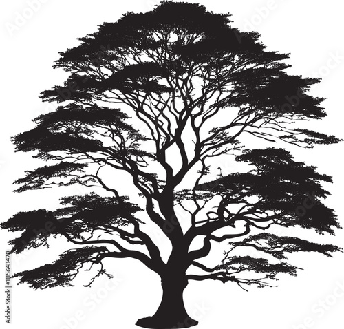 Elm Tree Cutout Vector Silhouette
