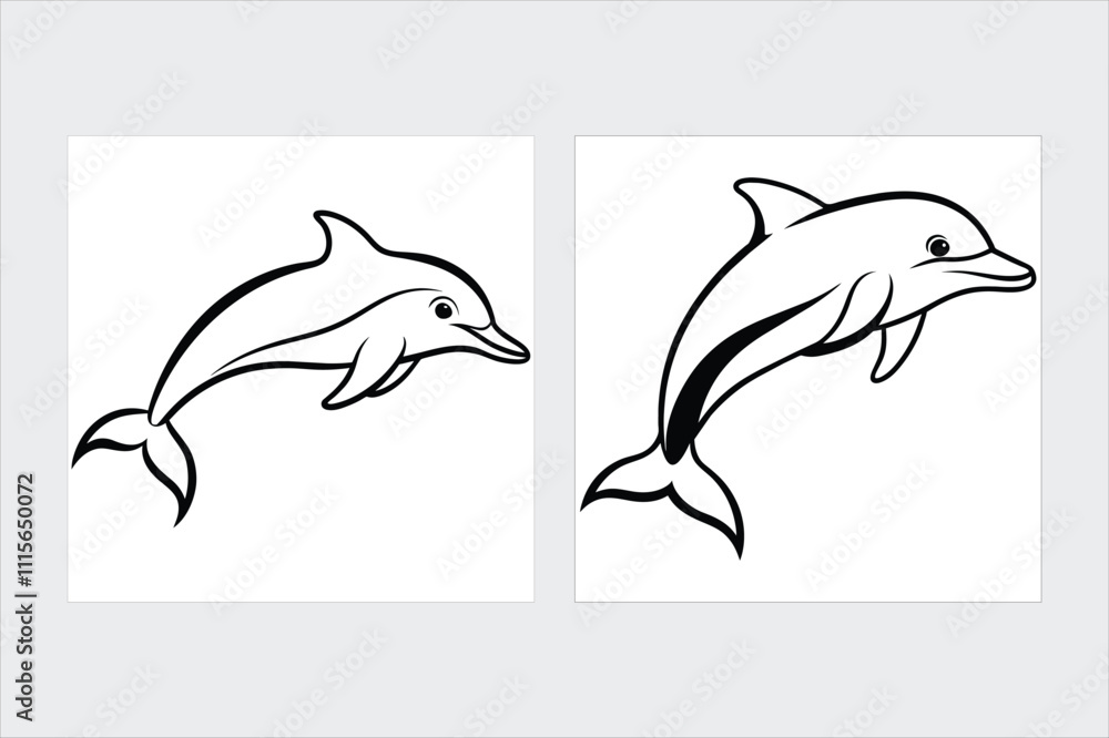 Fototapeta premium Dolphin jumping vector illustration