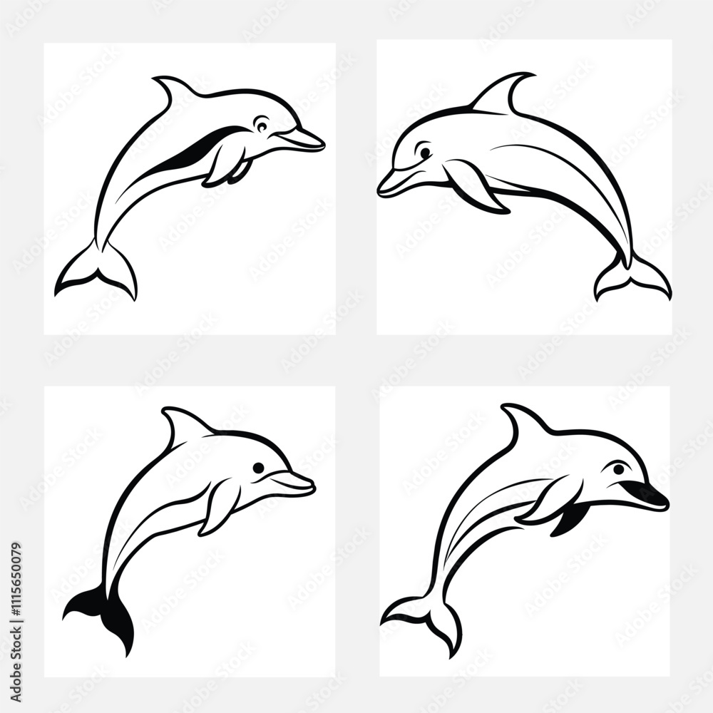 Fototapeta Dolphin jumping vector illustration