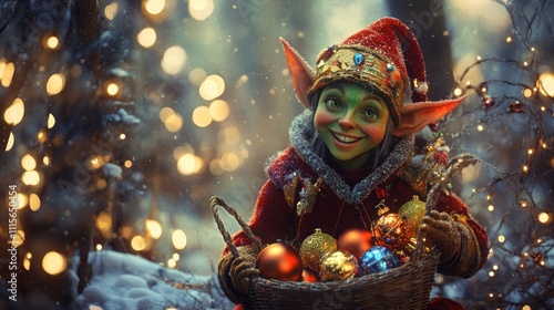 A Festive Green Elf in Winter Wonderland