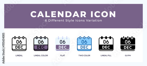 Calendar december set of vector icon. For web. and mobile app