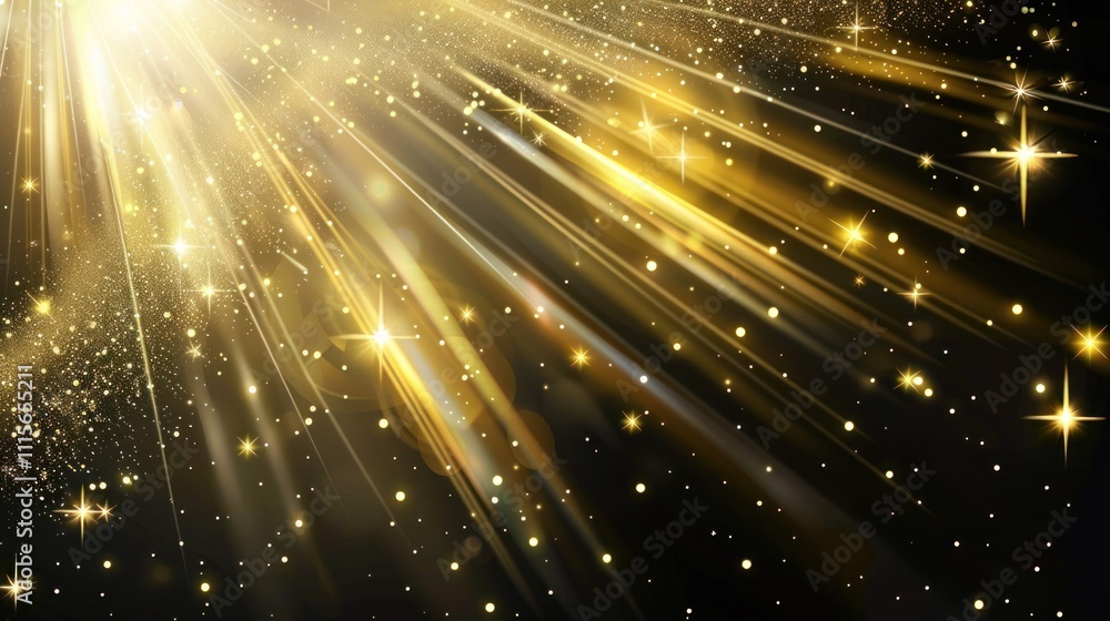 Golden Light Rays and Stars Background Golden Light Rays and Stars Background