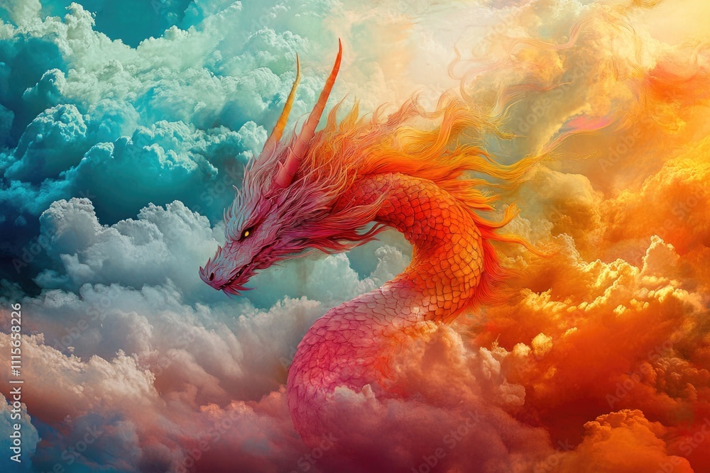 Dragon in Sky with Clouds Dragon in Sky with Clouds