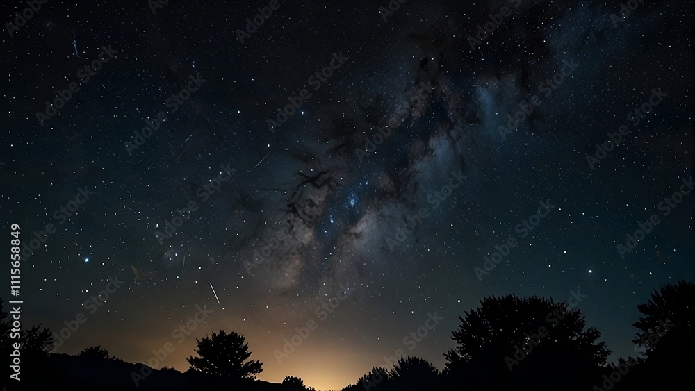 Fototapeta premium night sky and stars. Panorama milky way galaxy with stars and space dust in the universe