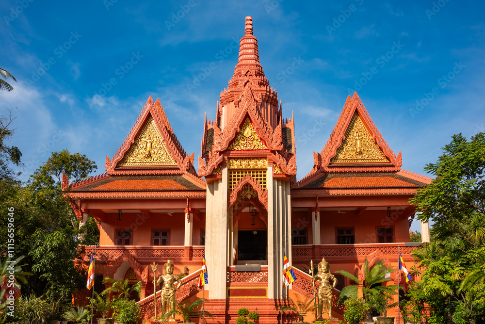 Fototapeta premium Building in Siem Reap, Cambodia. Traditional asian architecture