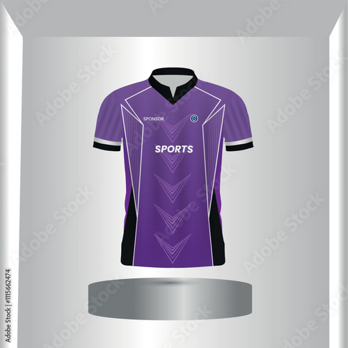 Tshirt mockup sport jersey template design for football soccer, racing, gaming, sports jersey abstract design purple color