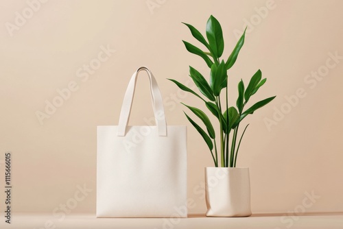 Textile tote bag mockup for shopping.
