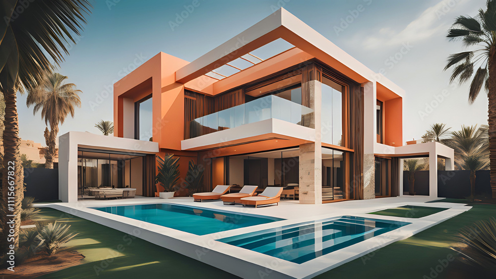 Fototapeta premium Luxus Villa mit Pool