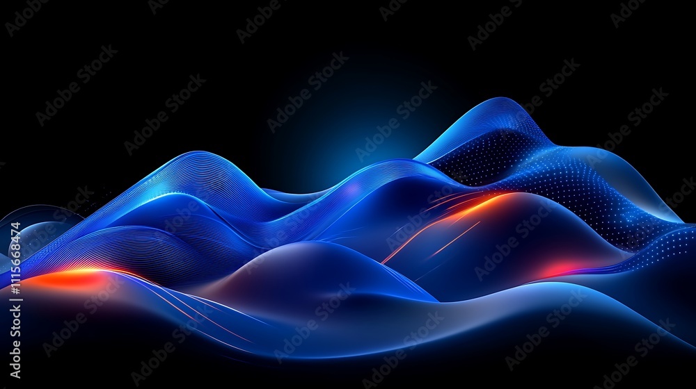 Fototapeta premium Abstract Waves of Blue and Orange Light on a Dark Background Creating a Stunning Visual Effect