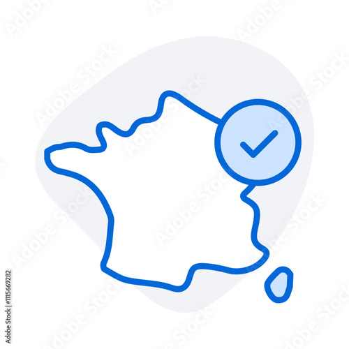 Packaged In France – Map of France with Checkmark Representing Origin and Quality