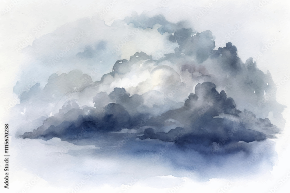 A painting of a cloudy sky with a few white clouds A painting of a cloudy sky with a few white clouds