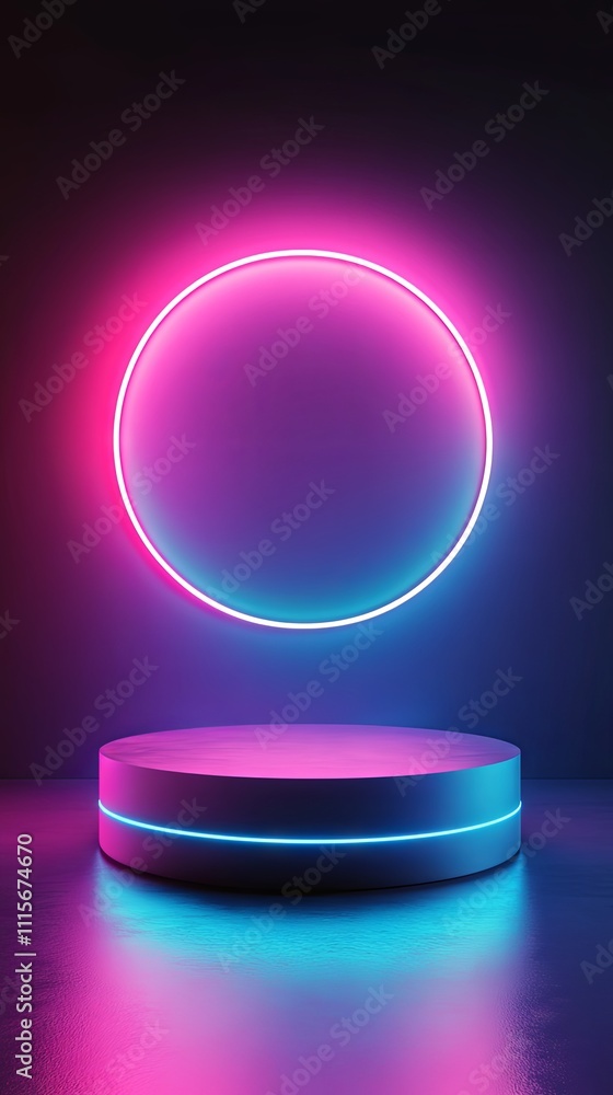 Neon Circle and Platform Display Neon Circle and Platform Display