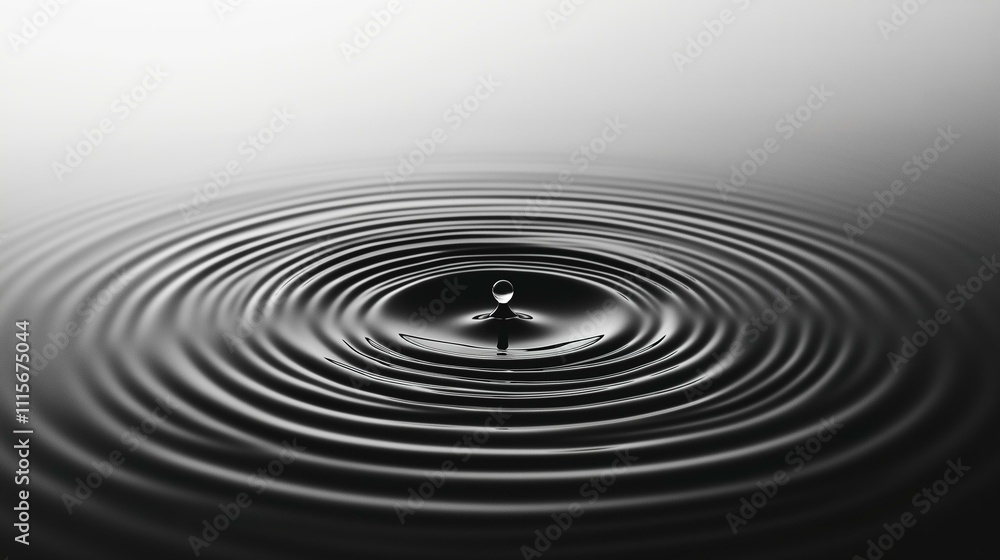 Fototapeta premium Black Water Drop and Ripples