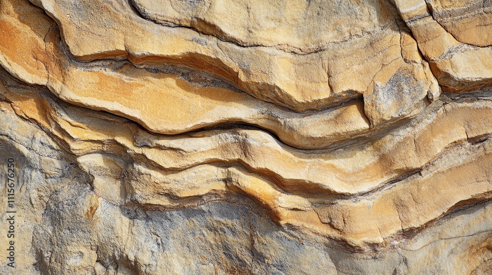 Close up of a rock face with layers of rock in white, beige, and light brown colors. Close up of a rock face with layers of rock in white, beige, and light brown colors.