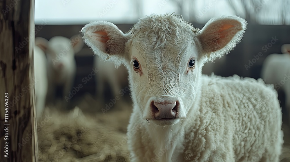 Fototapeta premium Close-up of a White Calf