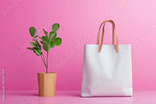 Textile tote bag mockup for shopping.