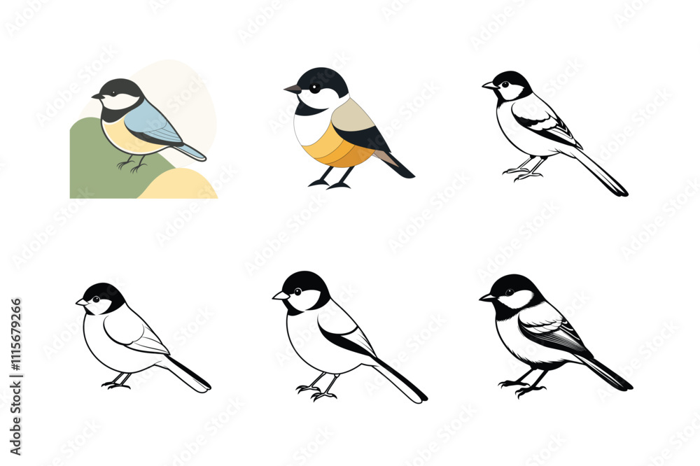 Fototapeta premium Nice set of bird vector illustration.