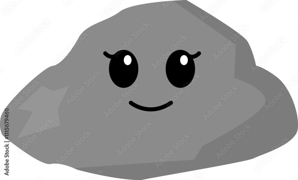 Fototapeta premium Cute Cartoon Stone Character with Smiling Face