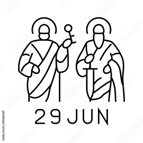 st peter and st paul feast catholic holiday line icon vector. st peter and st paul feast catholic holiday sign. isolated contour symbol black illustration