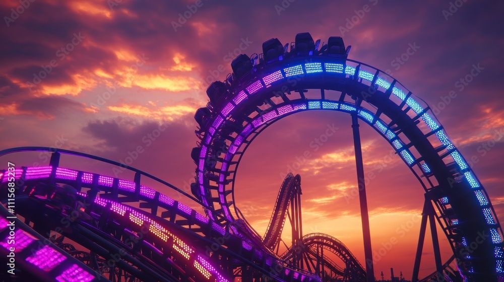 Obraz premium Rollercoaster at Sunset