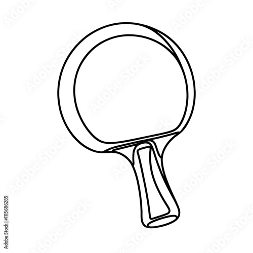 Linear tennis racket icon. Black and white image of a hand-drawn tennis racket. Vector illustration