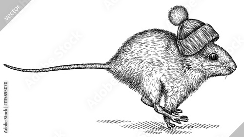 Vintage engraving isolated mouse glasses dressed fashion set illustration mice ink sketch. Rat background rodent silhouette gnawer hamster sunglasses hipster hat art. Hand drawn vector image
