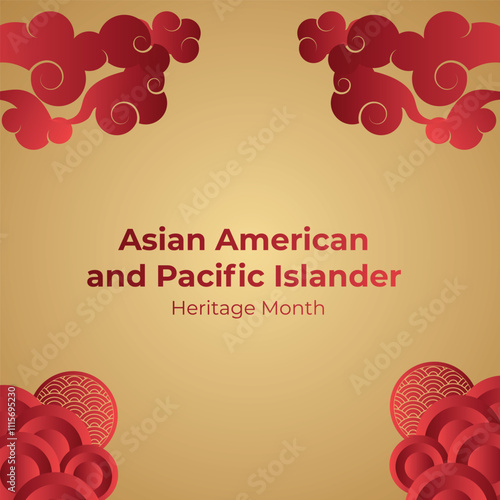 May Asian American and Pacific Islander Heritage Month. Illustration with text, Chinese pattern. Asia Pacific American Heritage Month, Vector