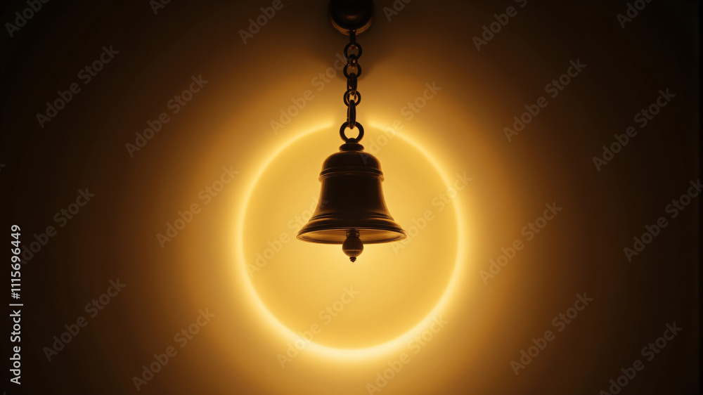 Obraz premium Captivating Bell Silhouette Against a Glowing Halo Background for Stunning Visual Impact