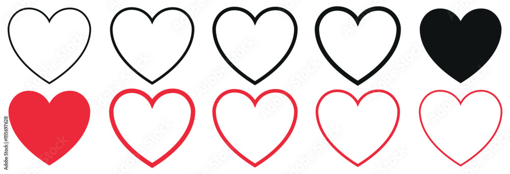 Set of heart illustrations, Love symbol icon collection, love symbol vector. Set of heart illustrations, Love symbol icon collection, love symbol vector.