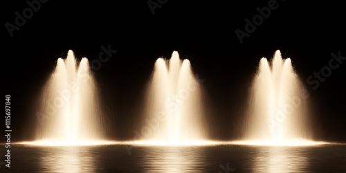 Illuminated Fountains at Night