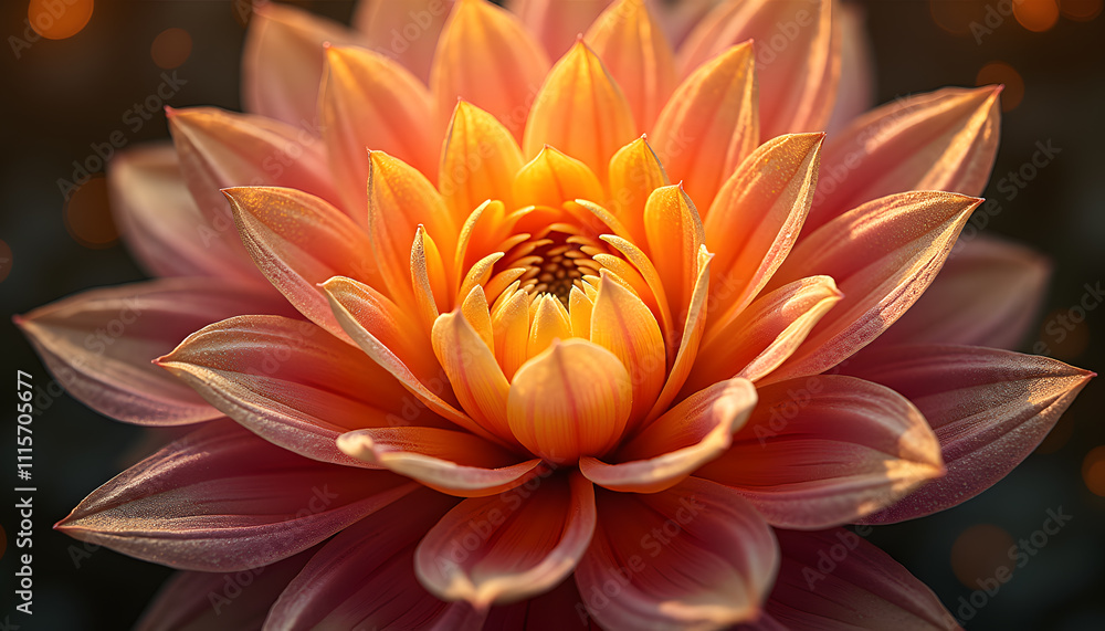 Obraz premium Golden Dahlia Mandala with Inspirational Words