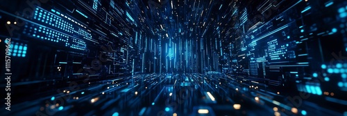 Abstract computer technology blue background banner futuristic business data technology modern concept, circuit board shape lines connecting link structure dark blue contrast.