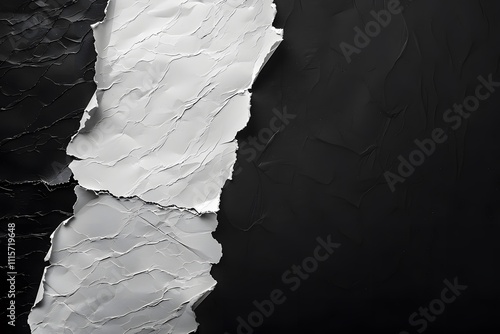 Crumpled white paper on a black background.