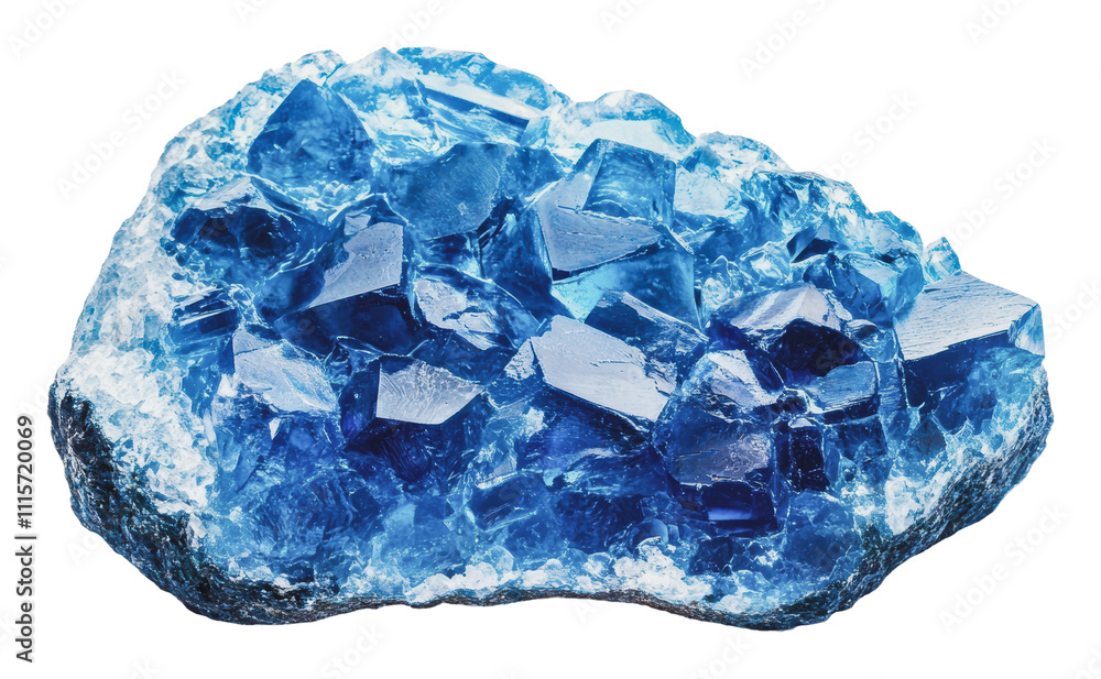 Fototapeta premium Stunning blue crystal mineral piece, cut out - stock png.