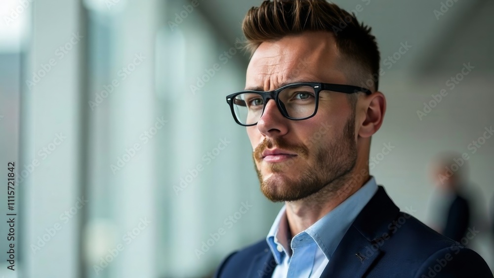 Fototapeta premium stern businessman man in glasses looking at camera,