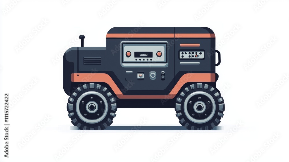 Rugged generator icon with durable thick wheels symbol Rugged generator icon with durable thick wheels symbol