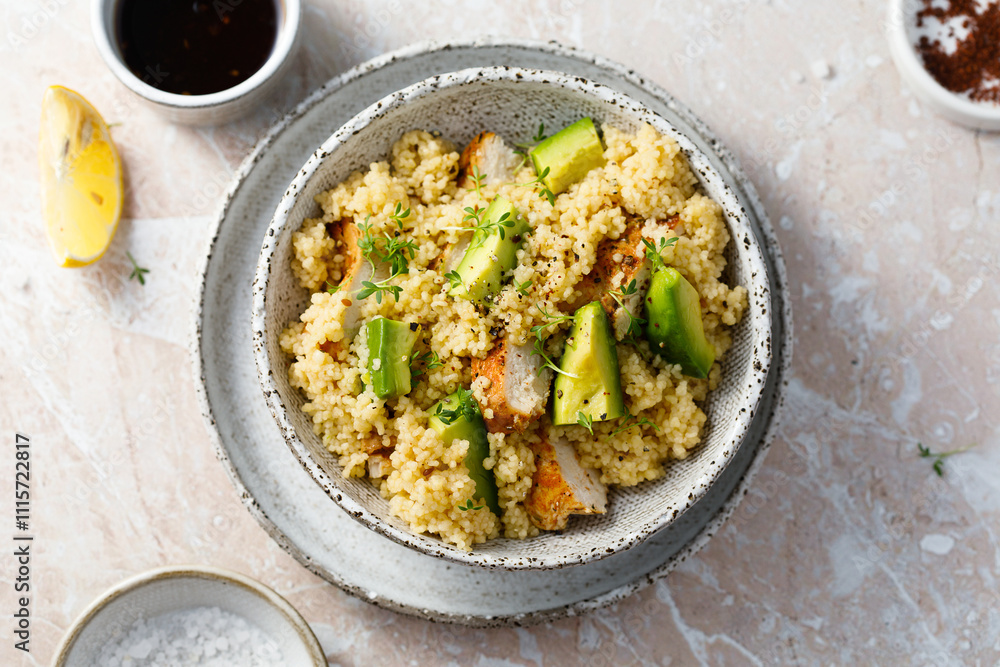 Couscous with chicken and avocado Couscous with chicken and avocado