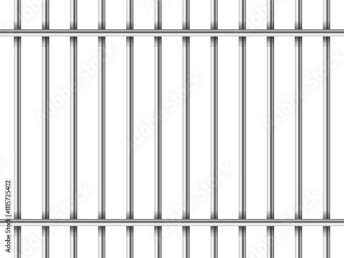  Prison bars isolated on transparent. Vector illustration. Jail bars for criminals and prisoners isolated from the background, jailhouse with horizontal bars