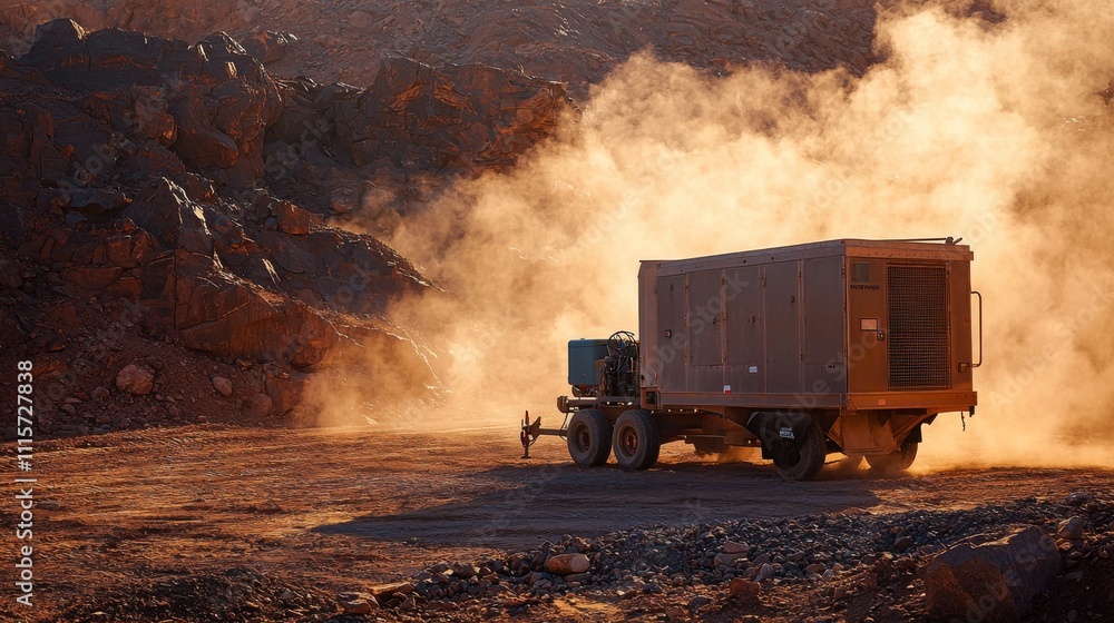 custom made wallpaper toronto digitalDiesel generator trailer in rugged mining site environment landscape