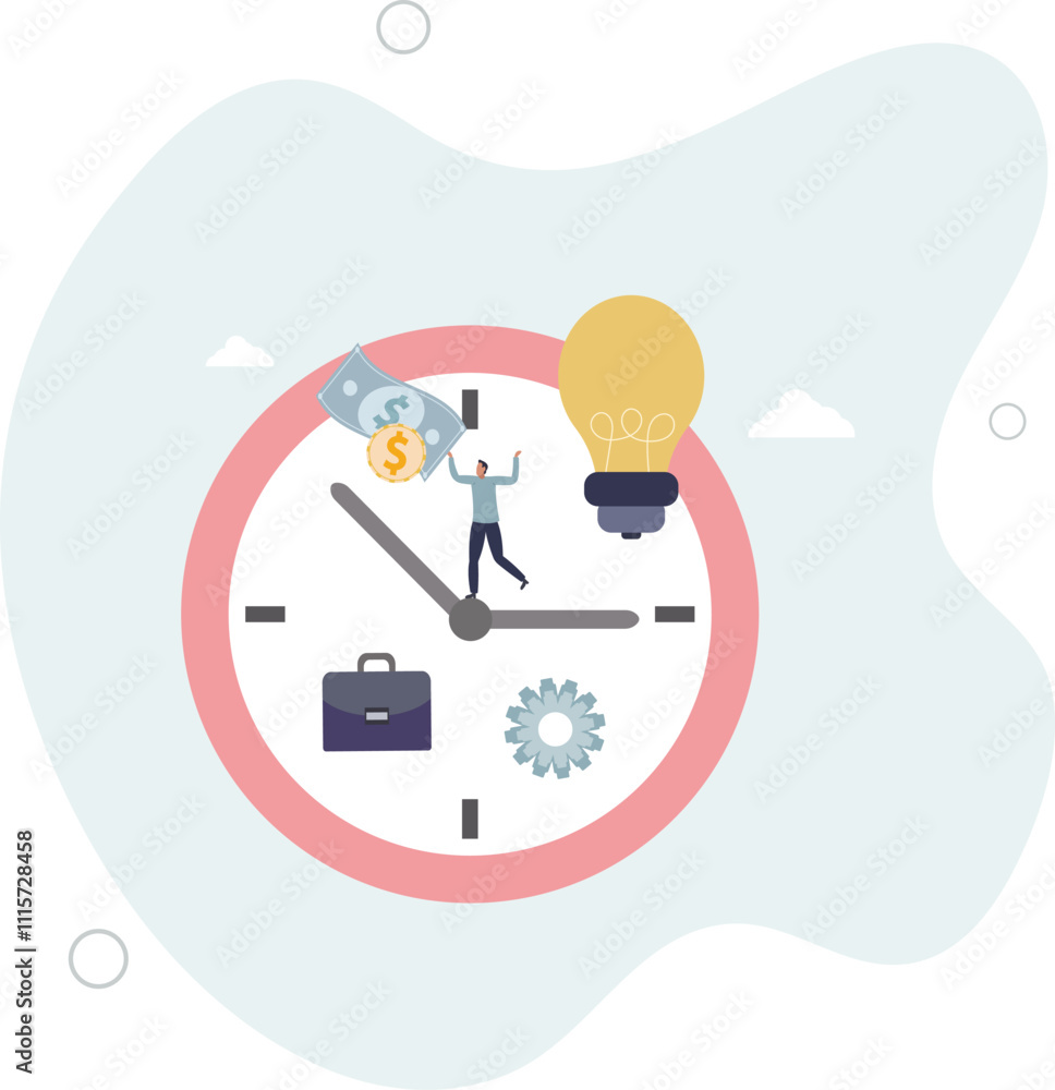 Turn back time to change or fix mistake, inevitable failure or urgency closed to deadline concept.flat characters. Turn back time to change or fix mistake, inevitable failure or urgency closed to deadline concept.flat characters.