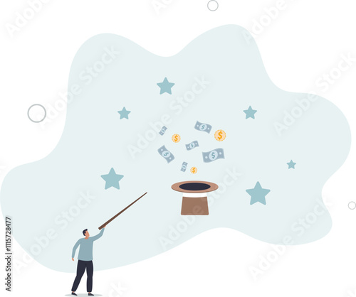 Get rich fast, make money or profit from investment,FED or central bank stimulation money, financial or wealth advisor concept.flat characters.