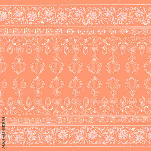 Floral seamless Chikankari embroidery patterns suitable for background wallpapers, printed textile patterns and other home decor articles