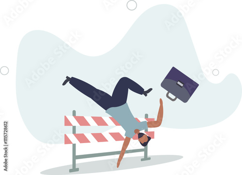 Business failure, mistake or cannot overcome difficulty or obstacle, problem or underperform employee concept.flat characters.
