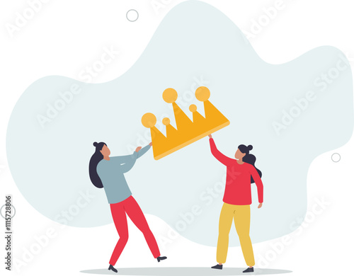 Staff conflict or employee argument, fighting for job promotion or jealousy colleague concept.flat characters.