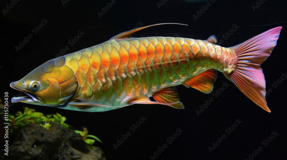 Fototapeta premium Electric Blue Fin in Underwater Marine Biology. Cyprinidae Organism.