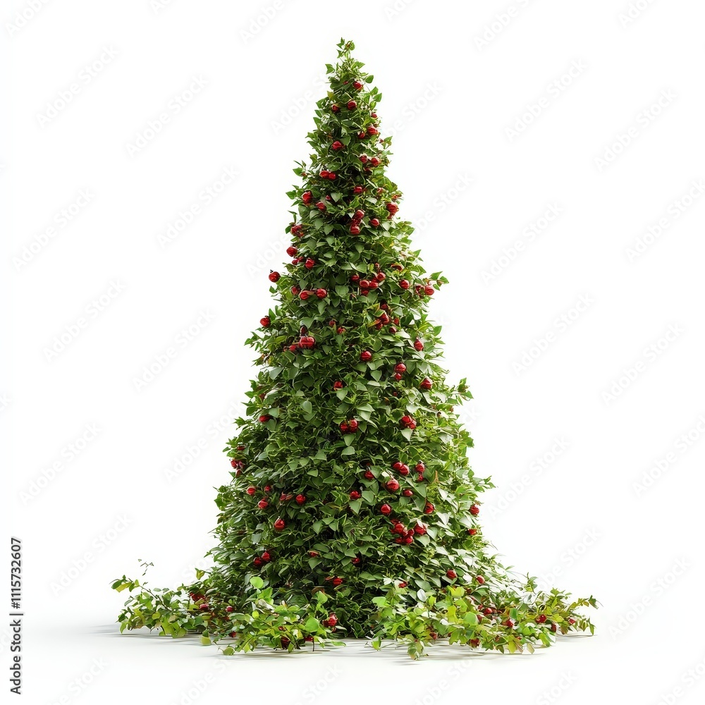 Fototapeta premium A Christmas tree with red berries on it