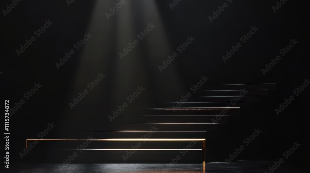 Obraz premium A dimly lit staircase with focused beams of light.