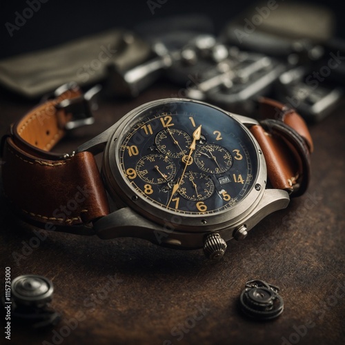 Create a watch inspired by vintage aviation equipment.