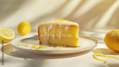 Indulge in the refreshing citrus flavors of Zesty Lemon Cake. Culinary creativity at its finest photo