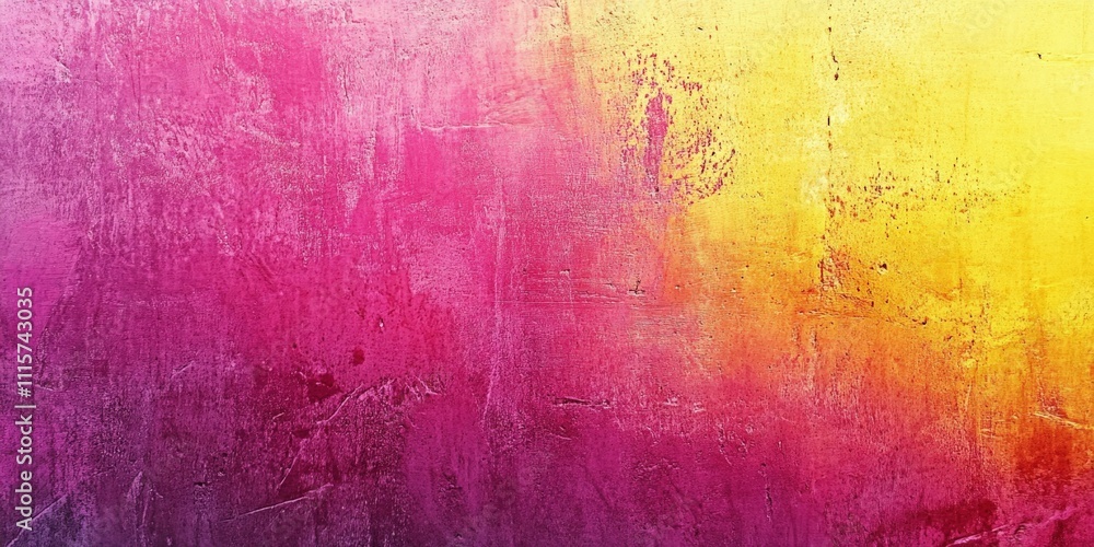 Fototapeta premium Gradient with smooth transition from magenta to yellow soft grainy texture and bright modern aesthetic